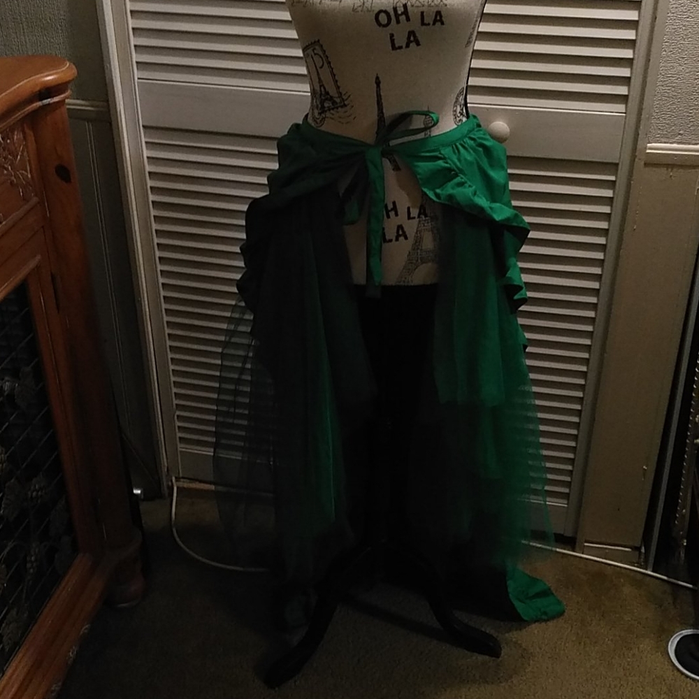 Green Tulle Tutu Bustle Wrap Skirt - Picture 3 of 4